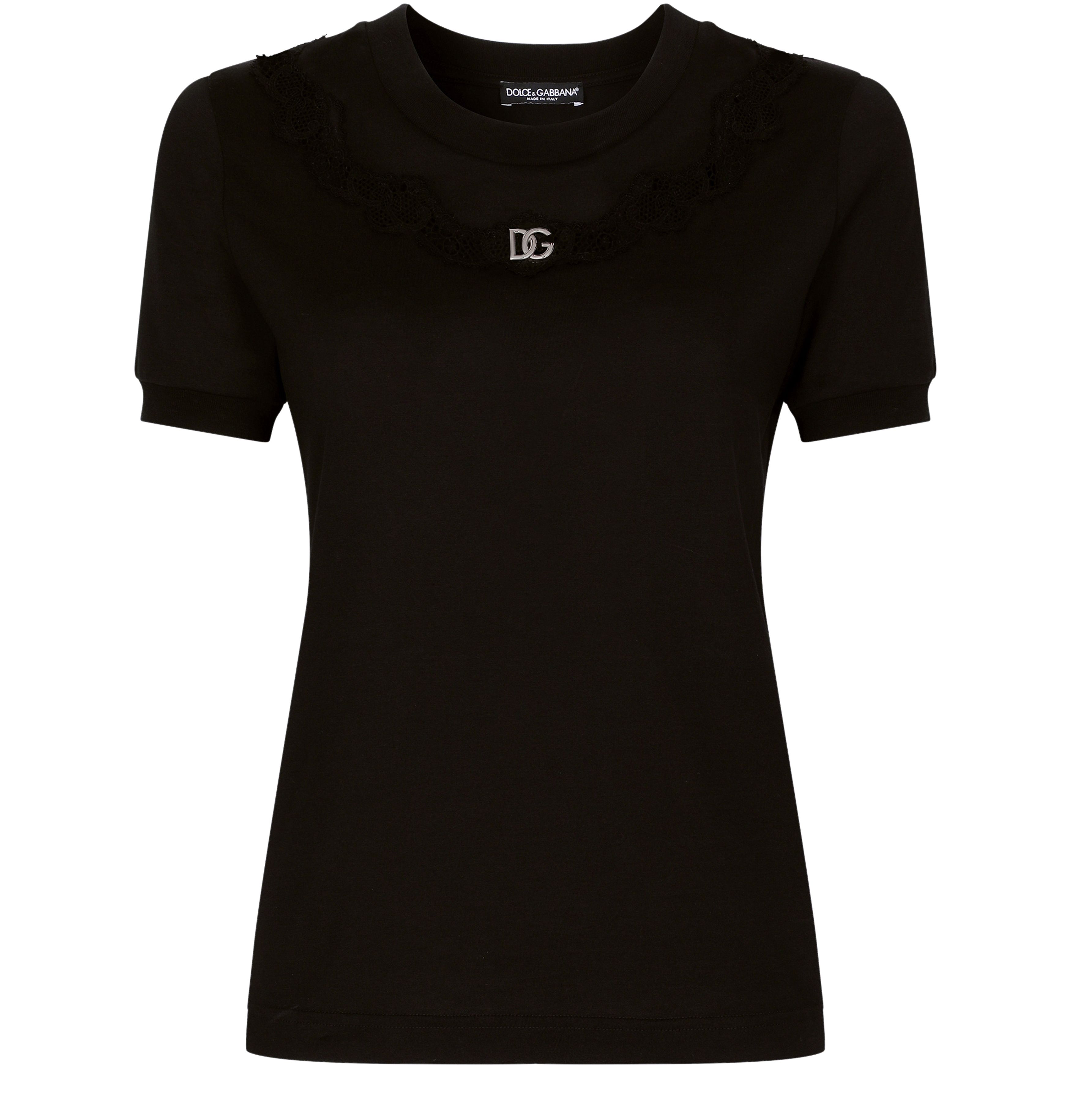 Dolce & Gabbana Jersey T-shirt with DG logo and lace inserts