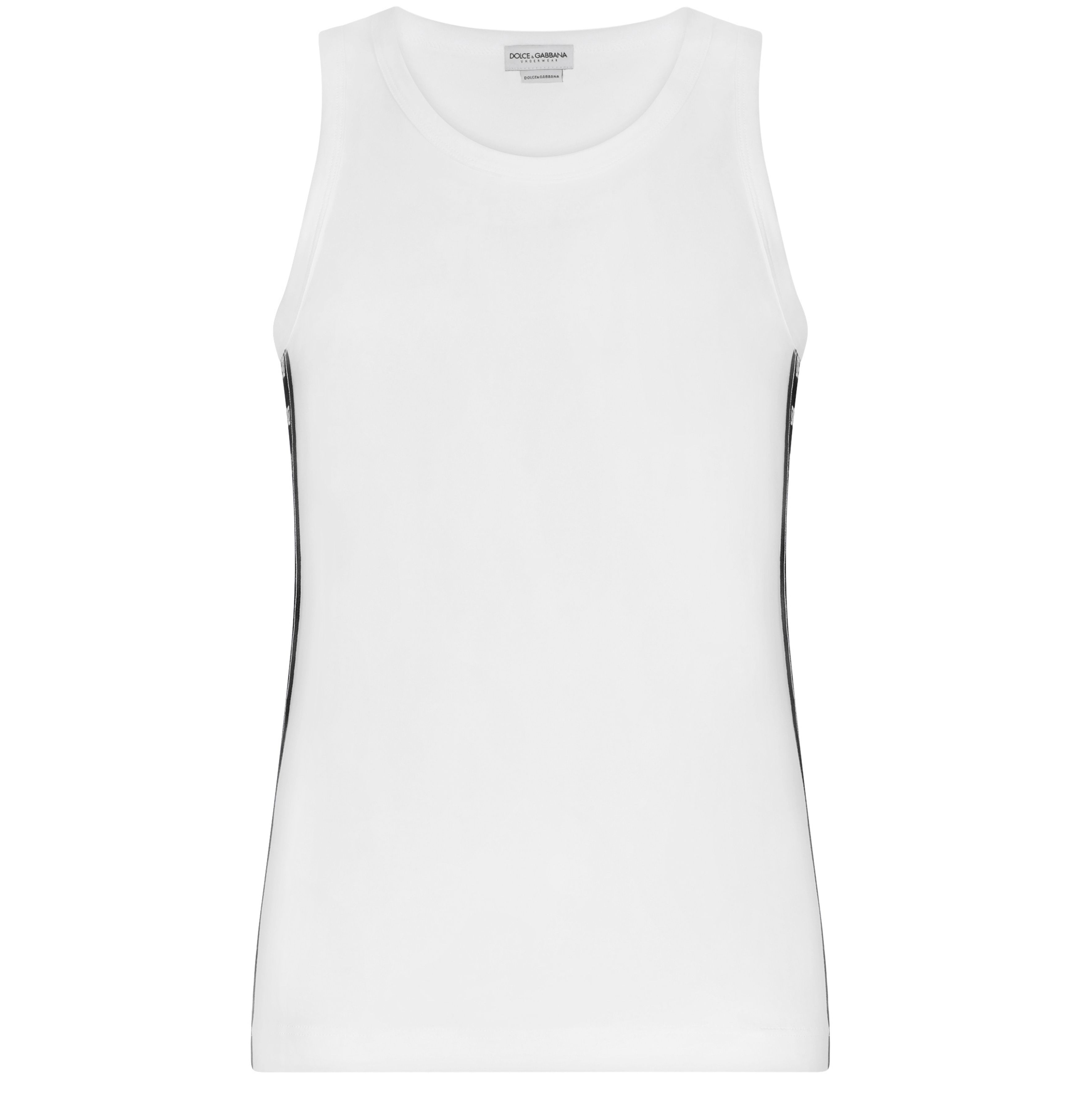 Dolce & Gabbana Two-way stretch cotton singlet with patch