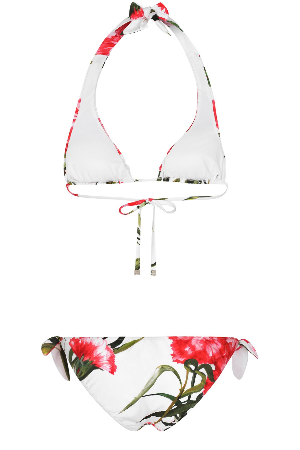 Dolce & Gabbana Carnation-print padded triangle bikini