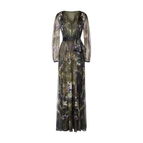 Alberta Ferretti Long winter garden chiffon dress