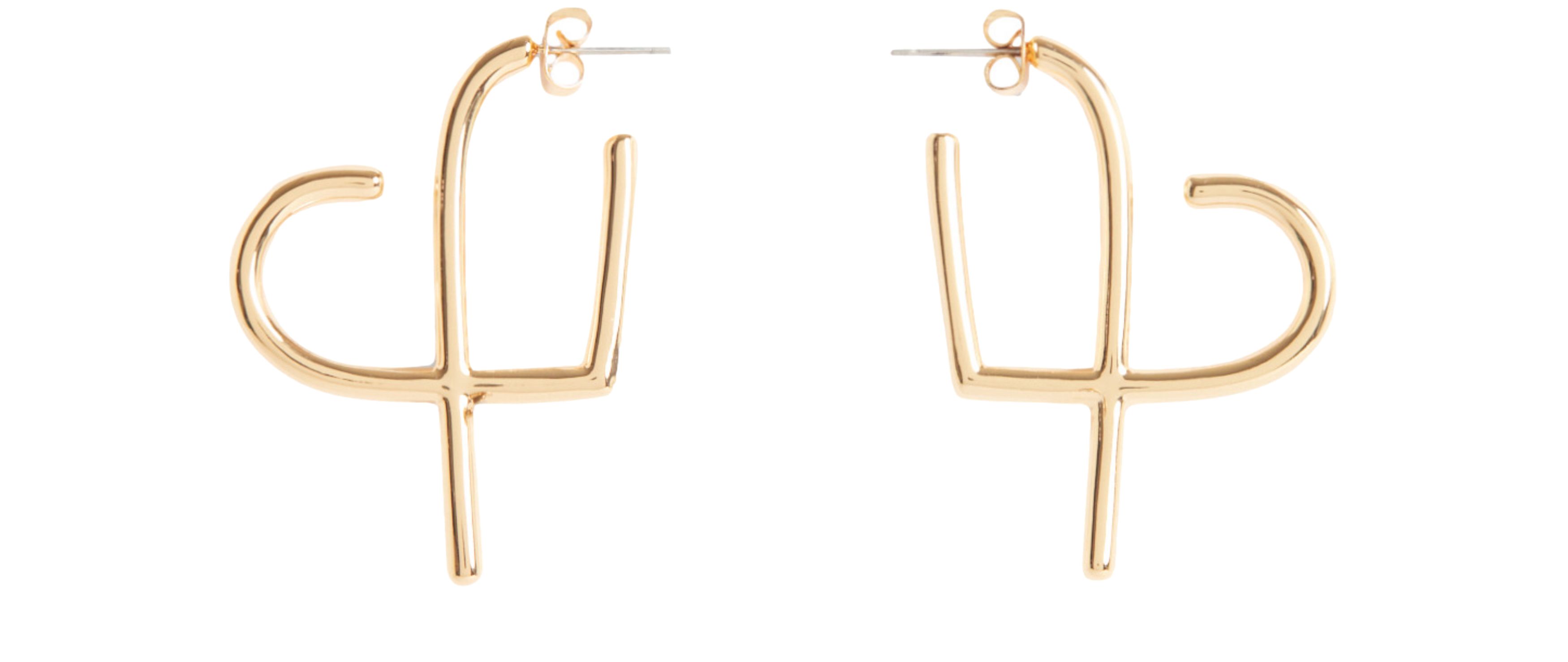  Golden brass cp heart hoop earrings