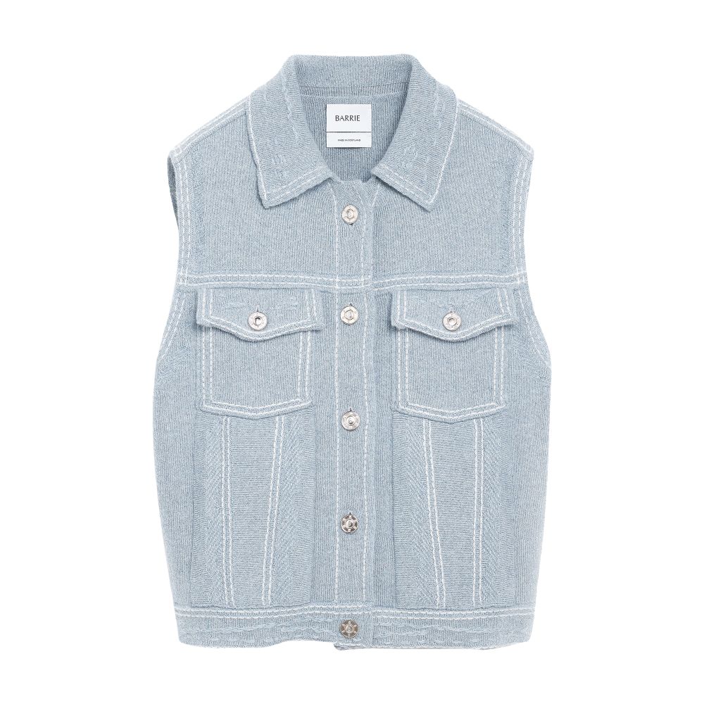 Barrie Oversized sleeveless denim jacket in cashmere and cotton