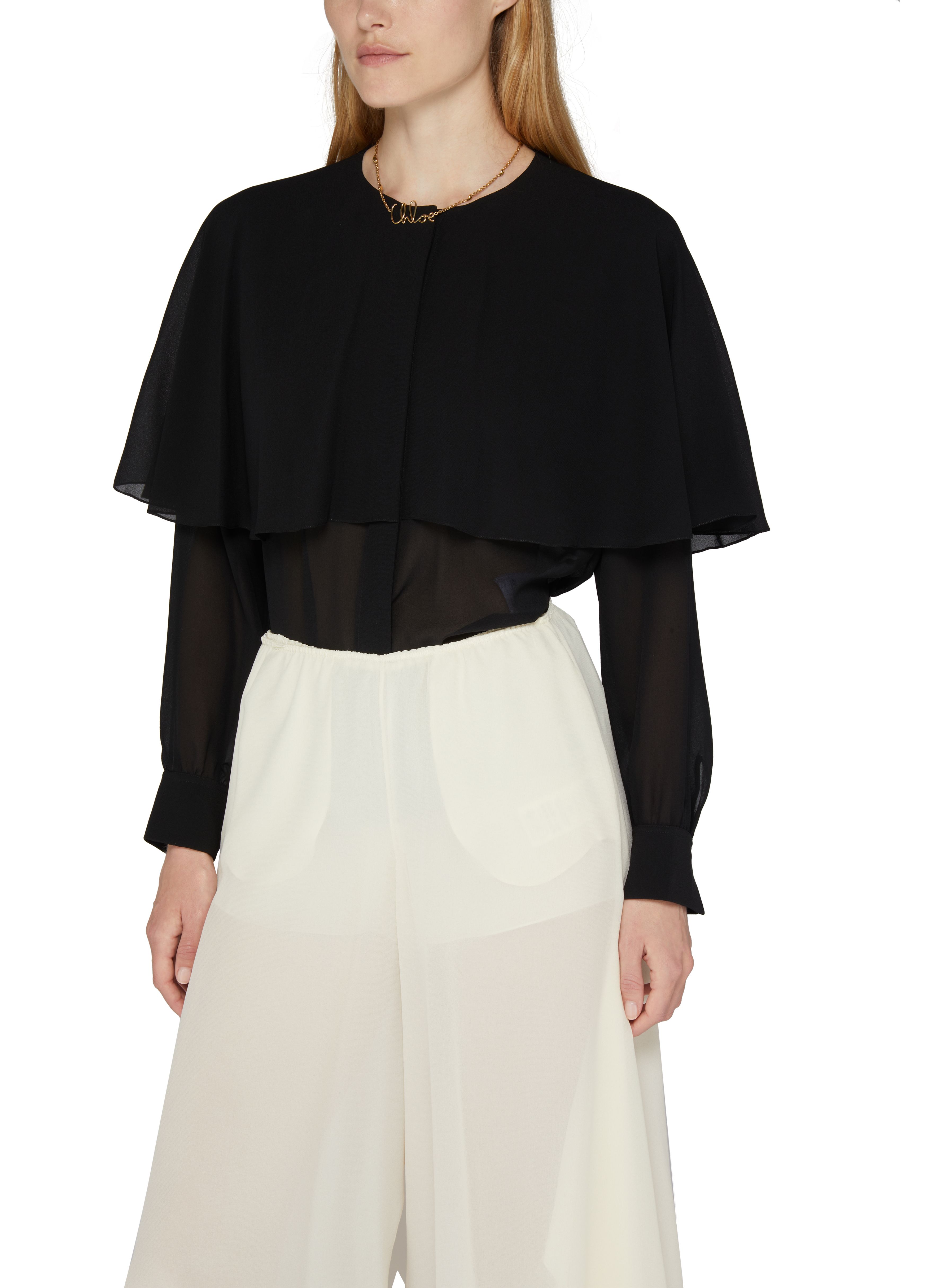 Chloé Silk georgette cape blouse