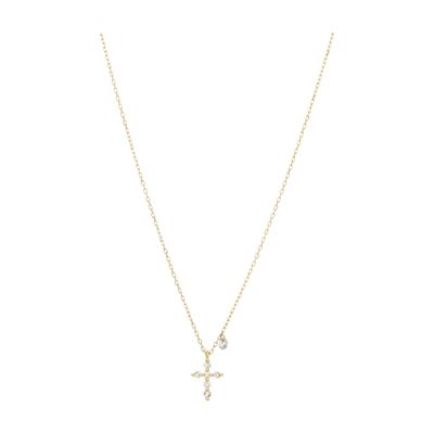 Persée Cross gold diamond necklace