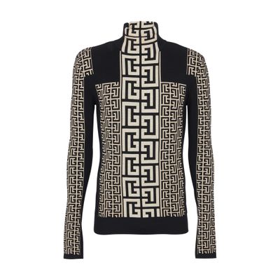 Balmain Monogrammed fine knit sweater