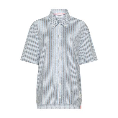 Thom Browne University stripe tweed short-sleeved shirt