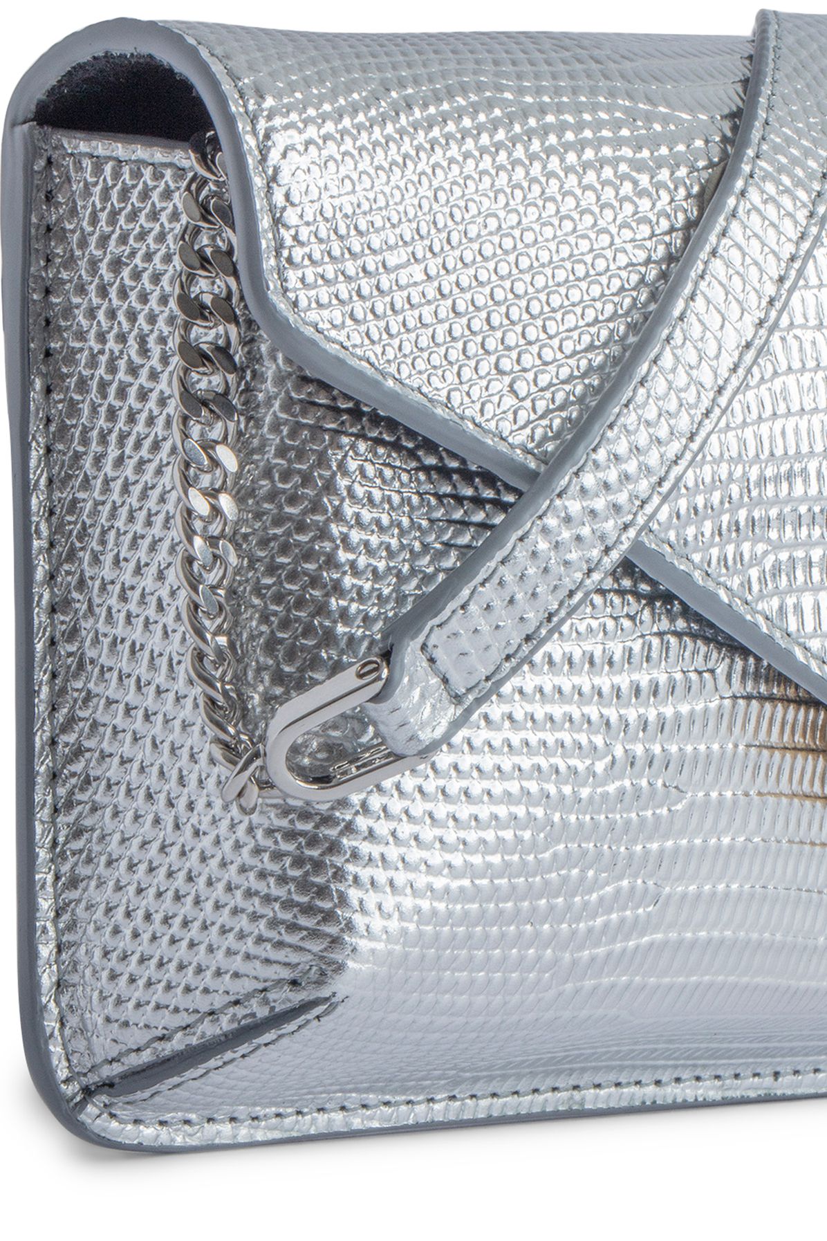 Zadig & Voltaire Borderline embossed metallic clutch