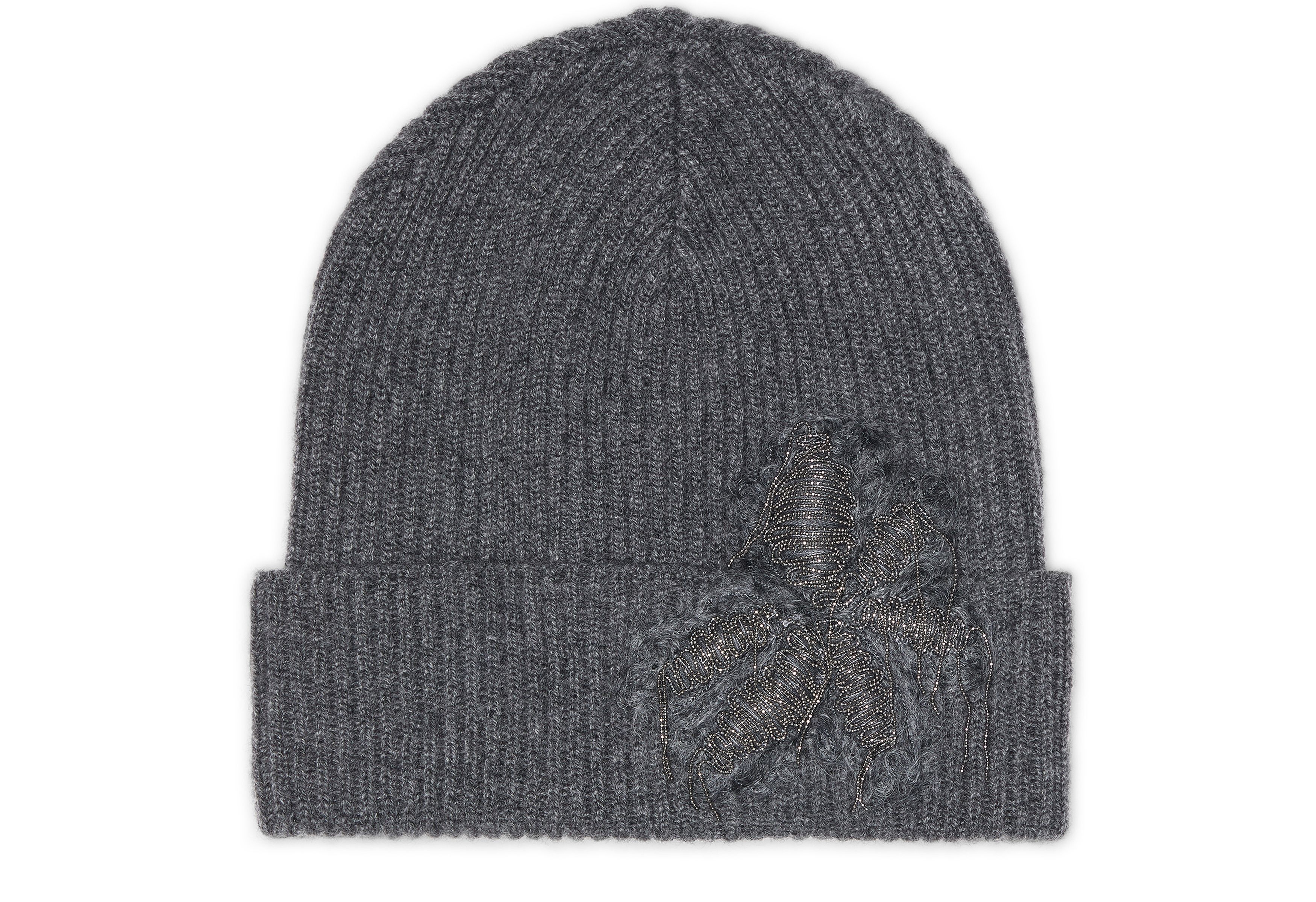 Brunello Cucinelli Beanie with Precious Flower Crest