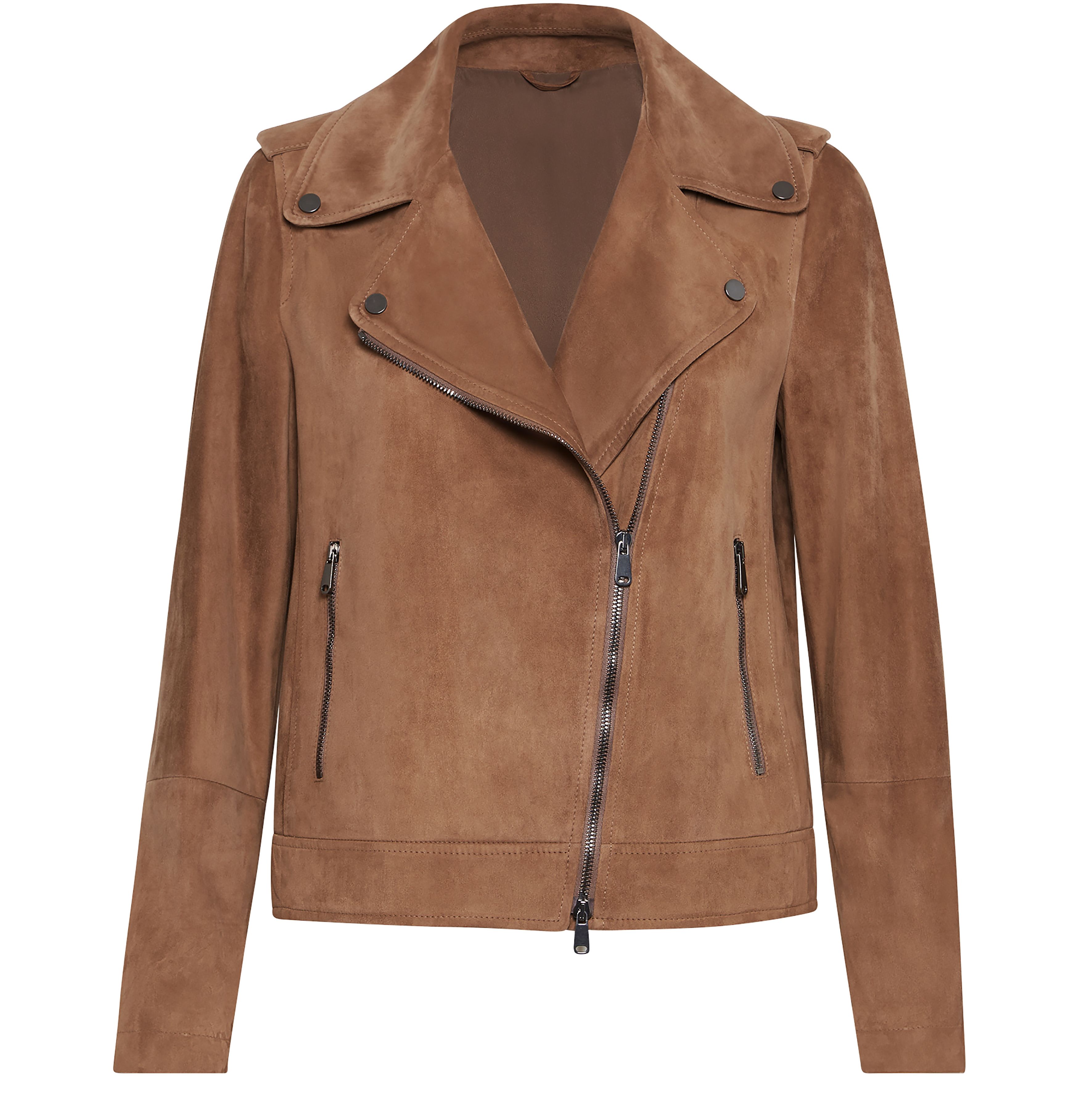 Brunello Cucinelli Suede biker jacket with Monile