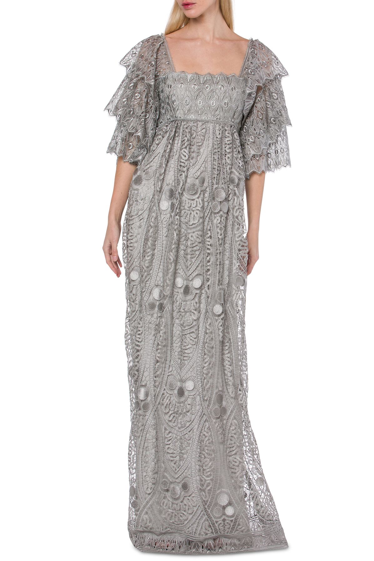 Alberta Ferretti MacramÃ© lace dress.