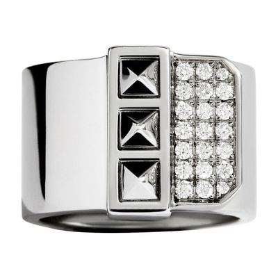  Rockaway 3 picots diamond & silver pinky ring