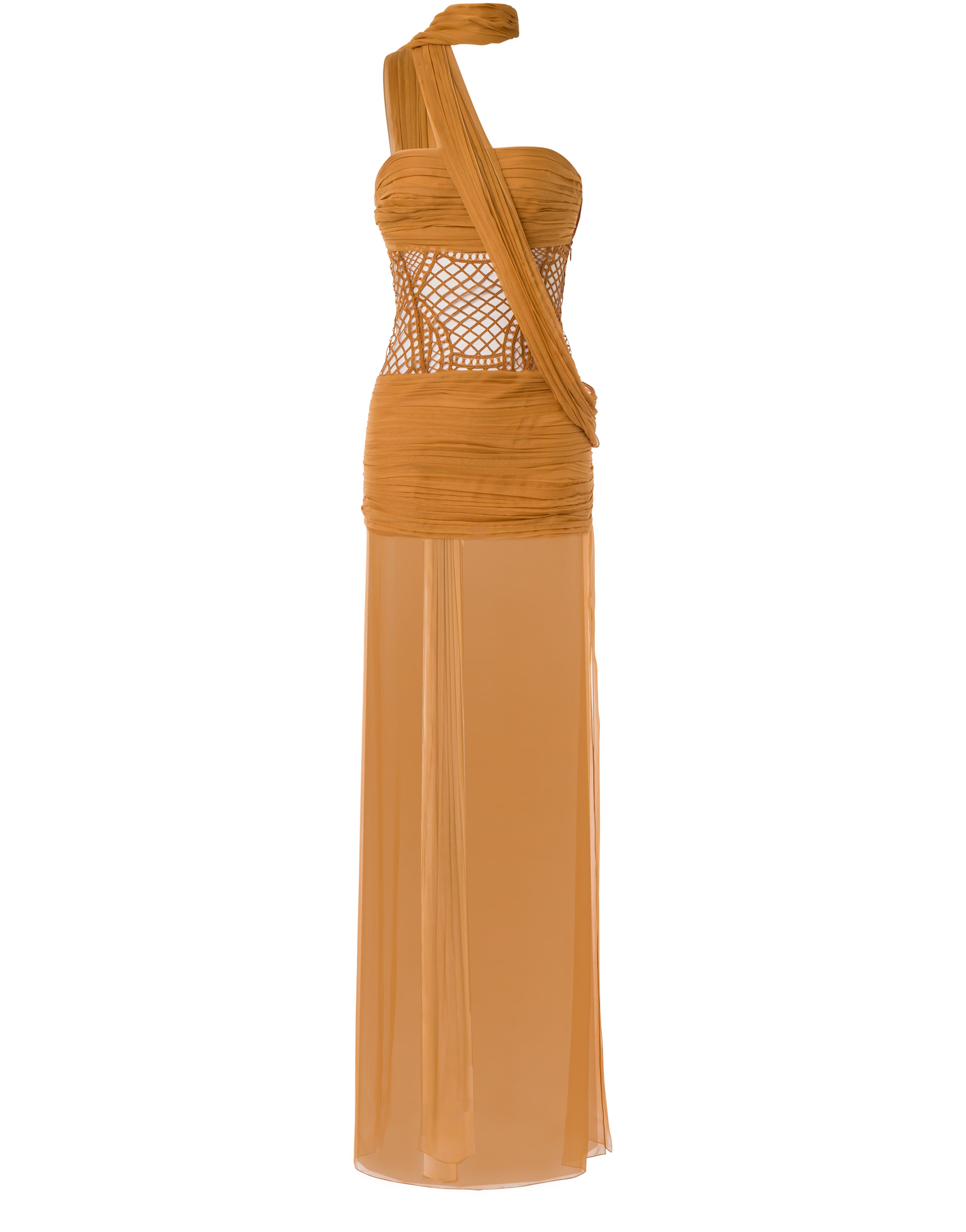 Alberta Ferretti Scarf dress in chiffon and macramé