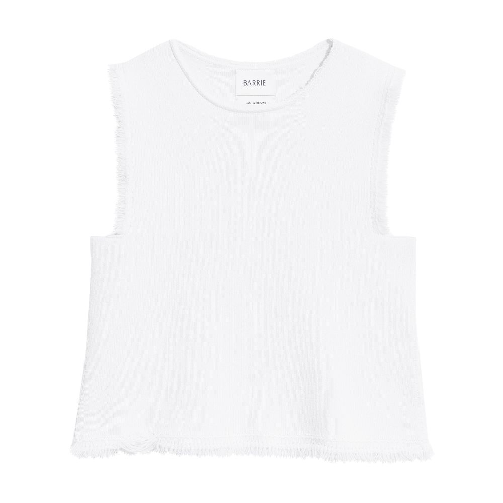 Barrie Denim fringed cashmere and cotton top