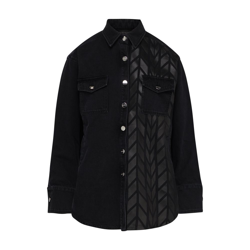 David Koma Tyre Track rubber applique denim jacket