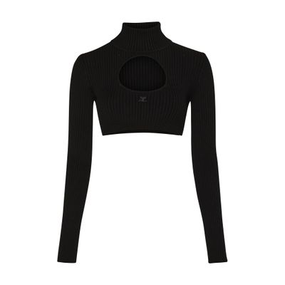 Courrèges Rib knit cropped mockneck sweater