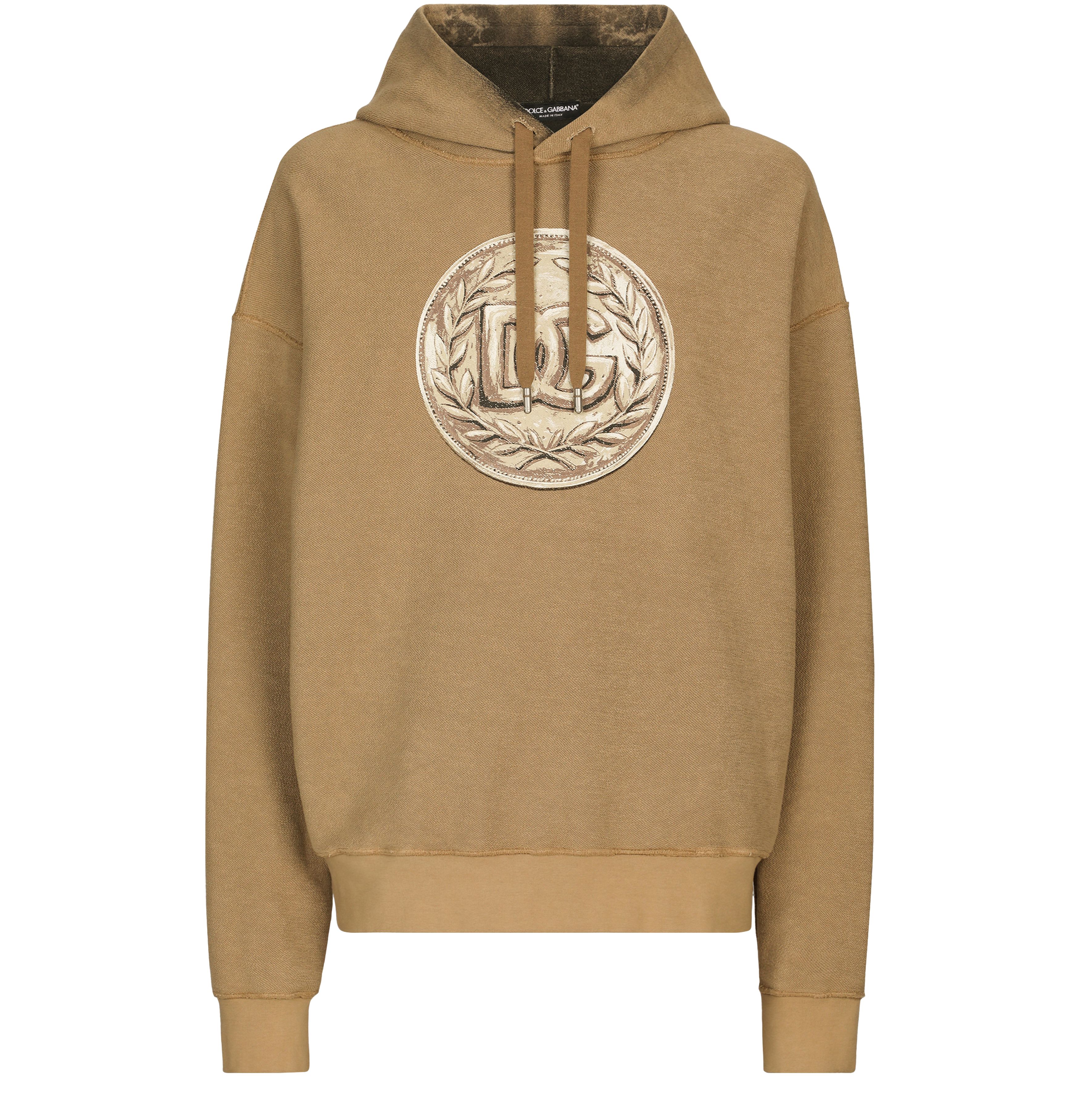 Dolce & Gabbana Reverse Jersey Hoodie with Hood and Coin Print