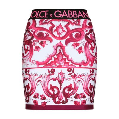 Dolce & Gabbana Short Technical Jersey Maiolica Printed Skirt