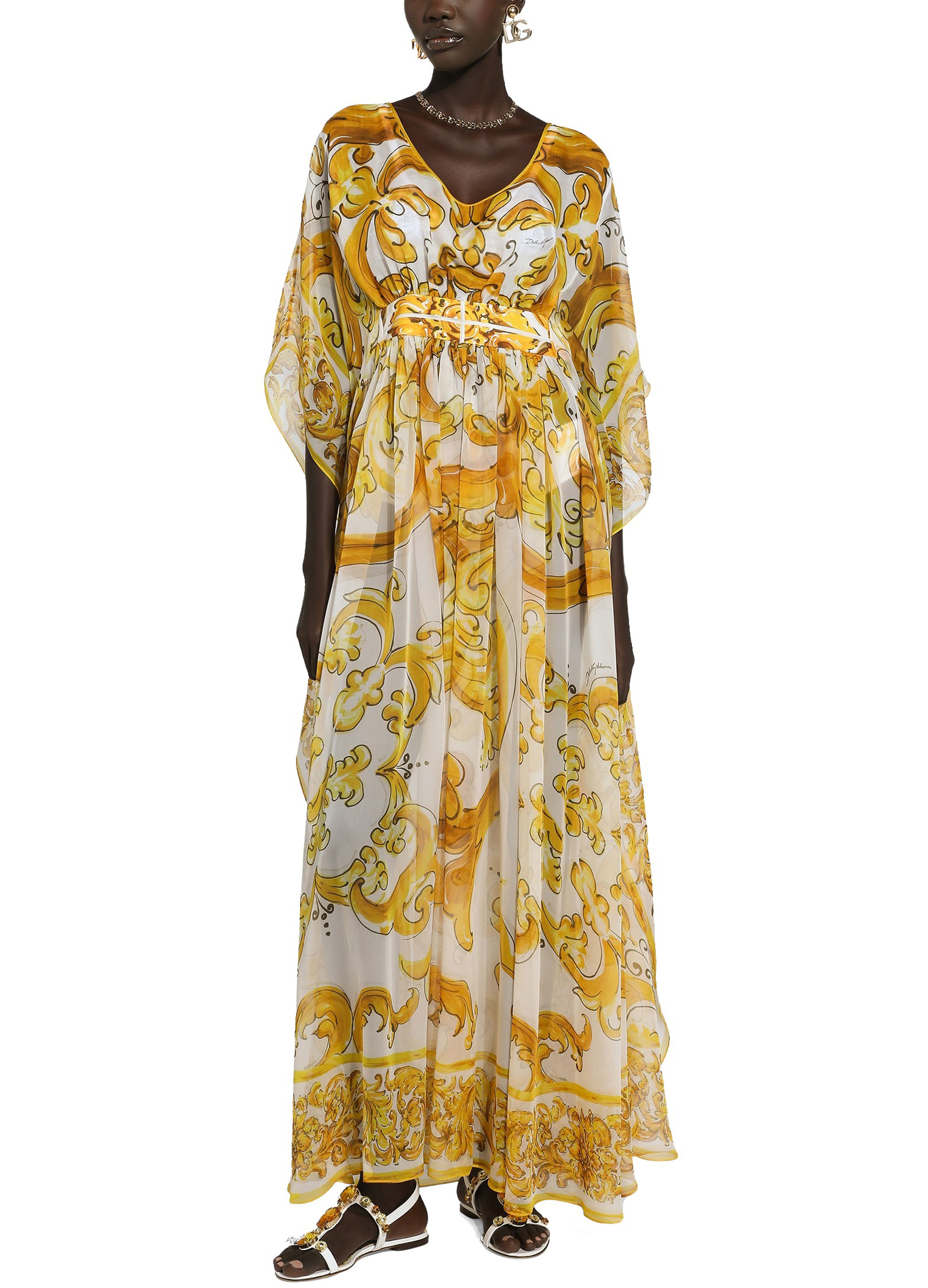 Dolce & Gabbana Majolica long silk chiffon dress