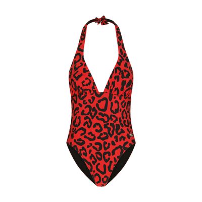 Dolce & Gabbana Leopard-print one-piece swimsuit with plunging neckline