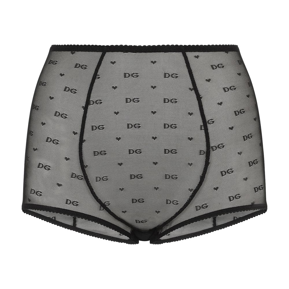 Dolce & Gabbana High-waisted jacquard tulle panties