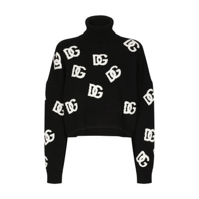 Dolce & Gabbana Cropped cashmere sweater with DG logo inlay