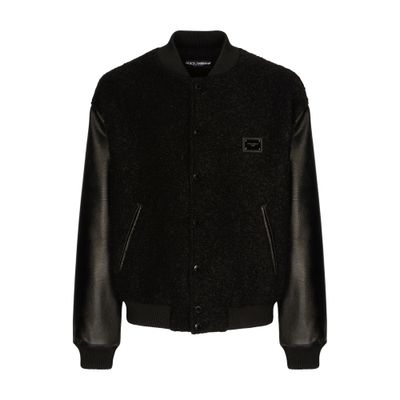 Dolce & Gabbana Wool bouclé and faux leather jacket