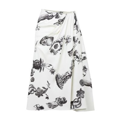  Printed draped skirt