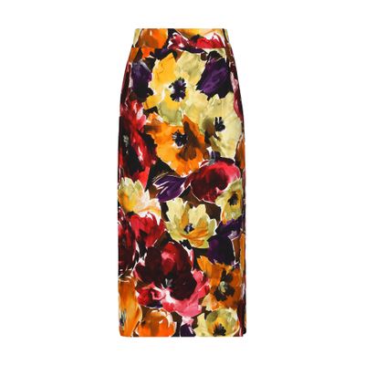 Dolce & Gabbana Flower printed cady midi skirt