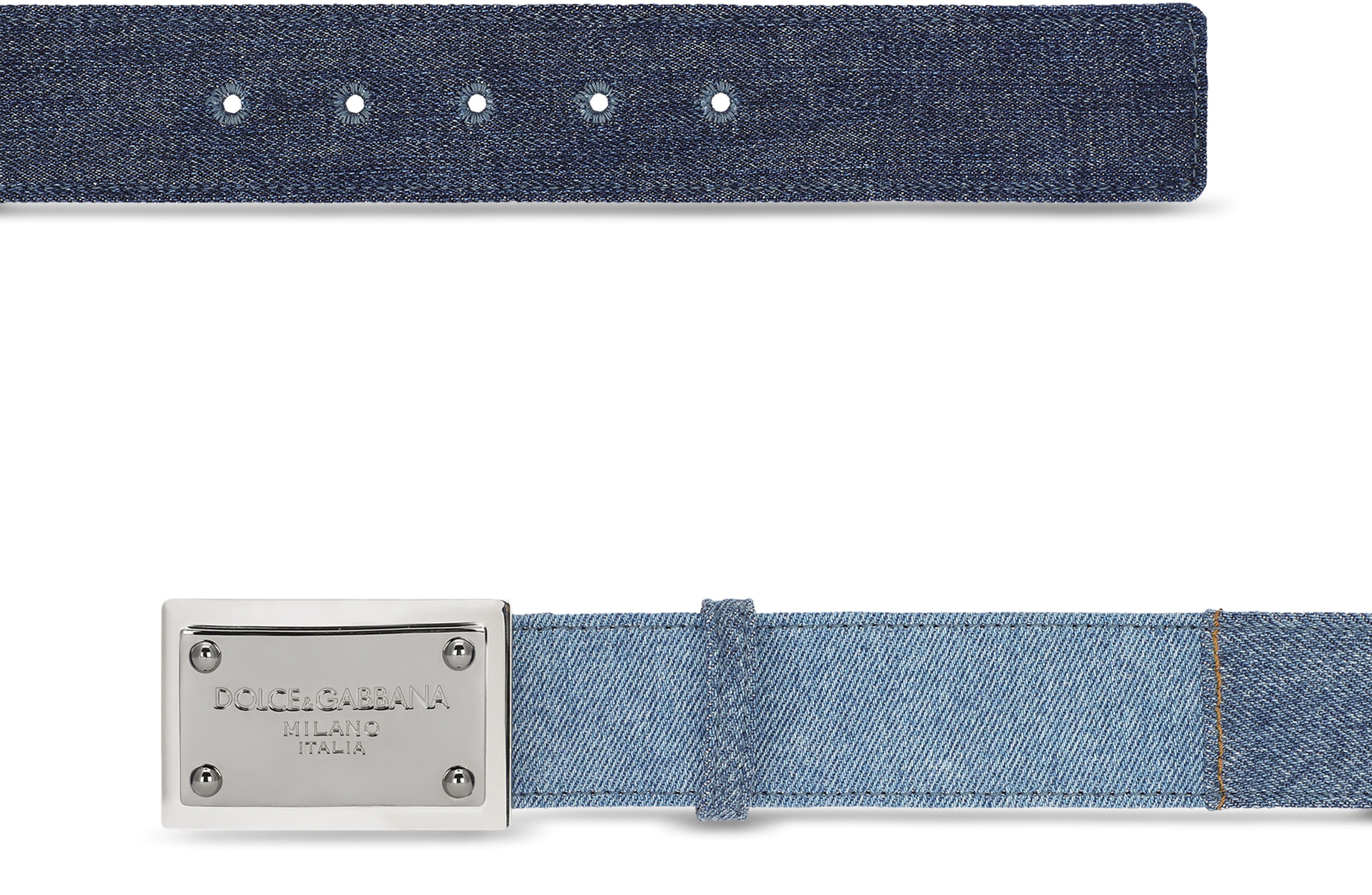 Dolce & Gabbana Patchwork denim belt with logo tag