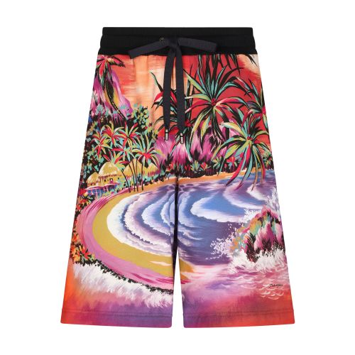 Dolce & Gabbana Jersey jogging shorts with Hawaiian print