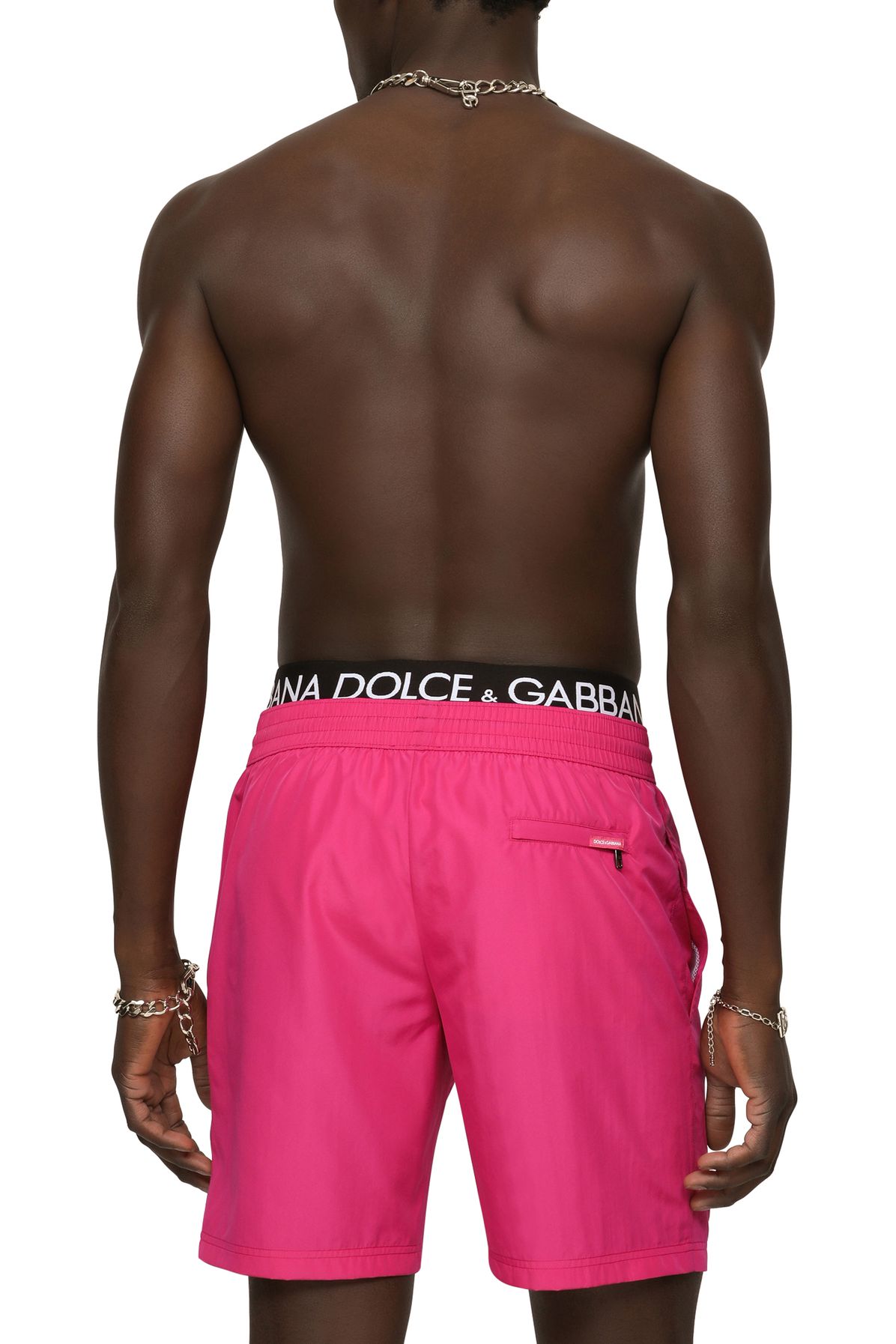 Dolce & Gabbana Mid-length swim trunks with embossed DG logo