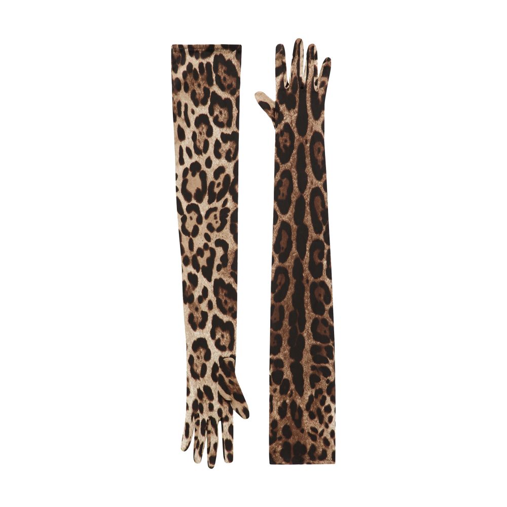 Dolce & Gabbana Long leo-print stretch satin gloves