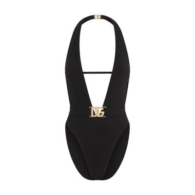 Dolce & Gabbana One-piece swimsuit with plunging neck and belt