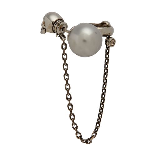 Alexander McQueen Pearl and Skull earcuff