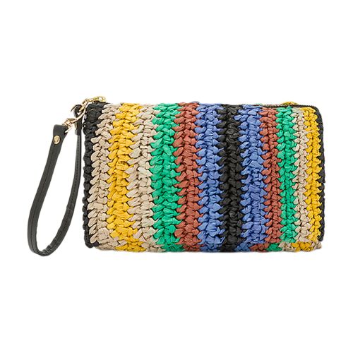  Yamir striped raffia clutch