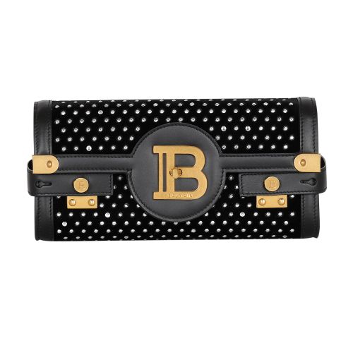 Balmain B-Buzz 23 velvet and crystal clutch bag