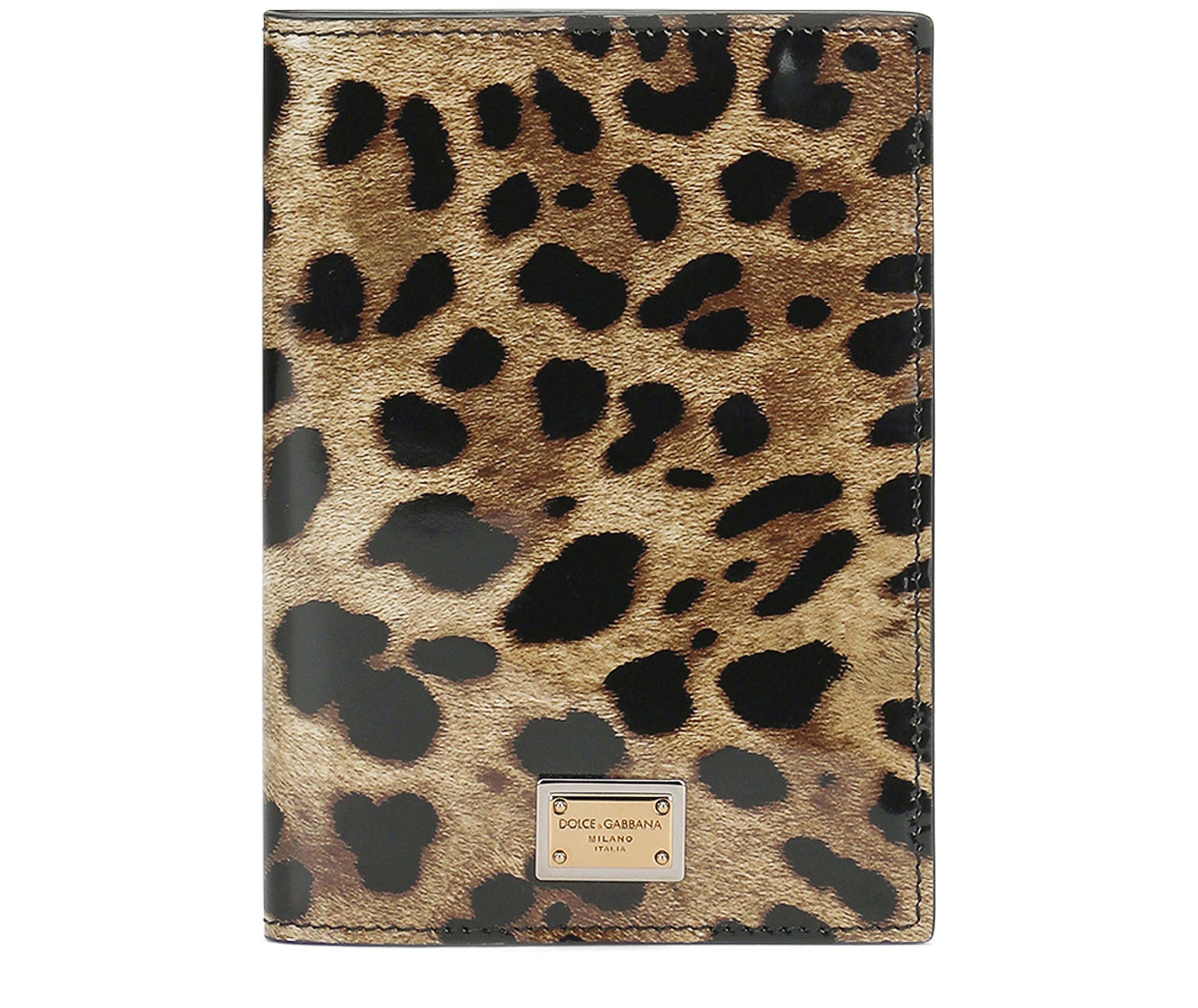 Dolce & Gabbana Polished calfskin passport holder with leopard print