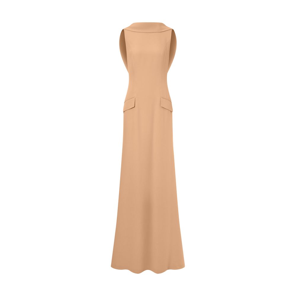 Alberta Ferretti Long enver satin dress with ruffles