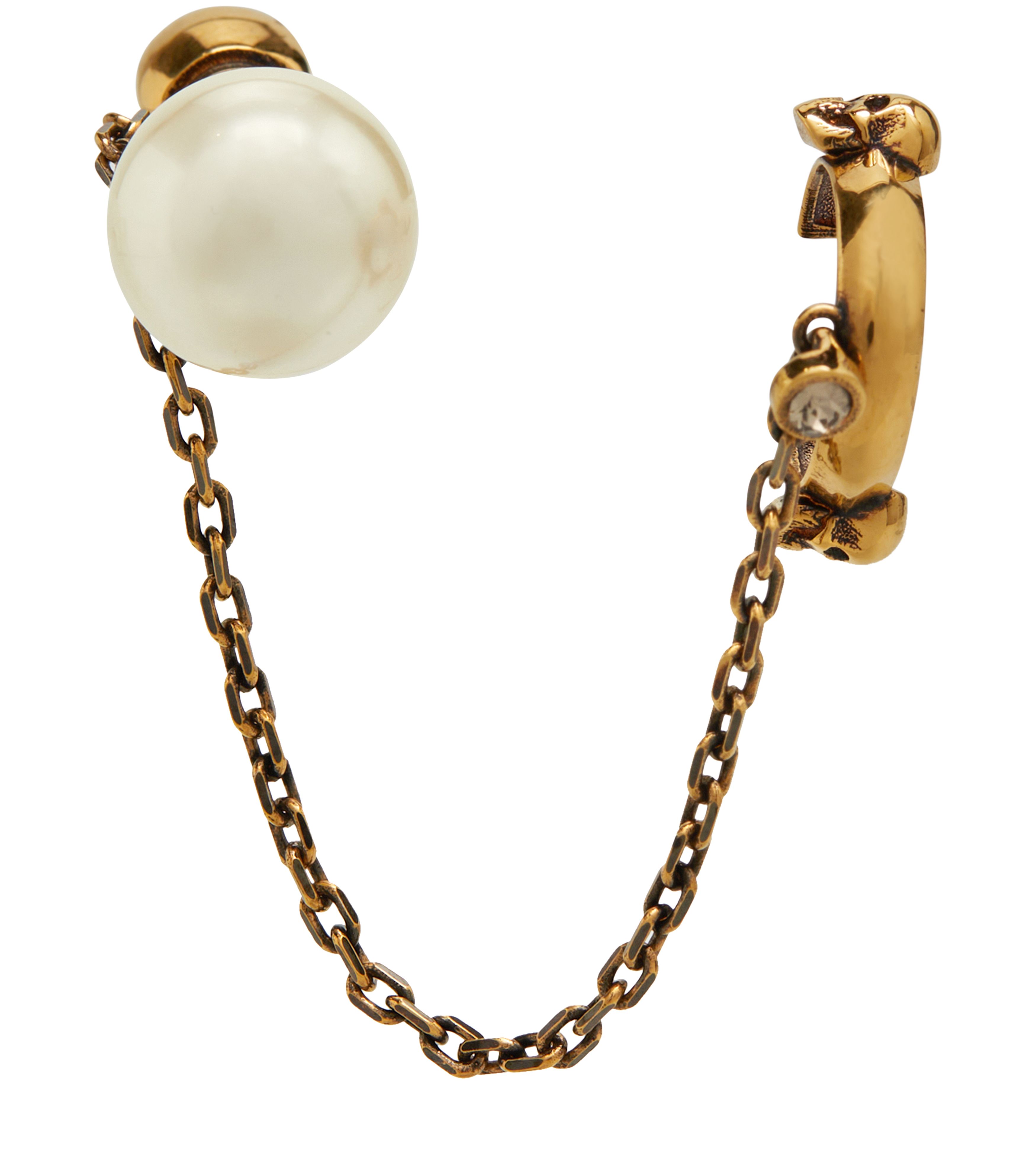 Alexander McQueen Pearl and Skull ear cuff