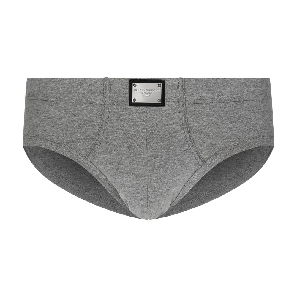 Dolce & Gabbana Two-way-stretch cotton mid-rise briefs with logo tag