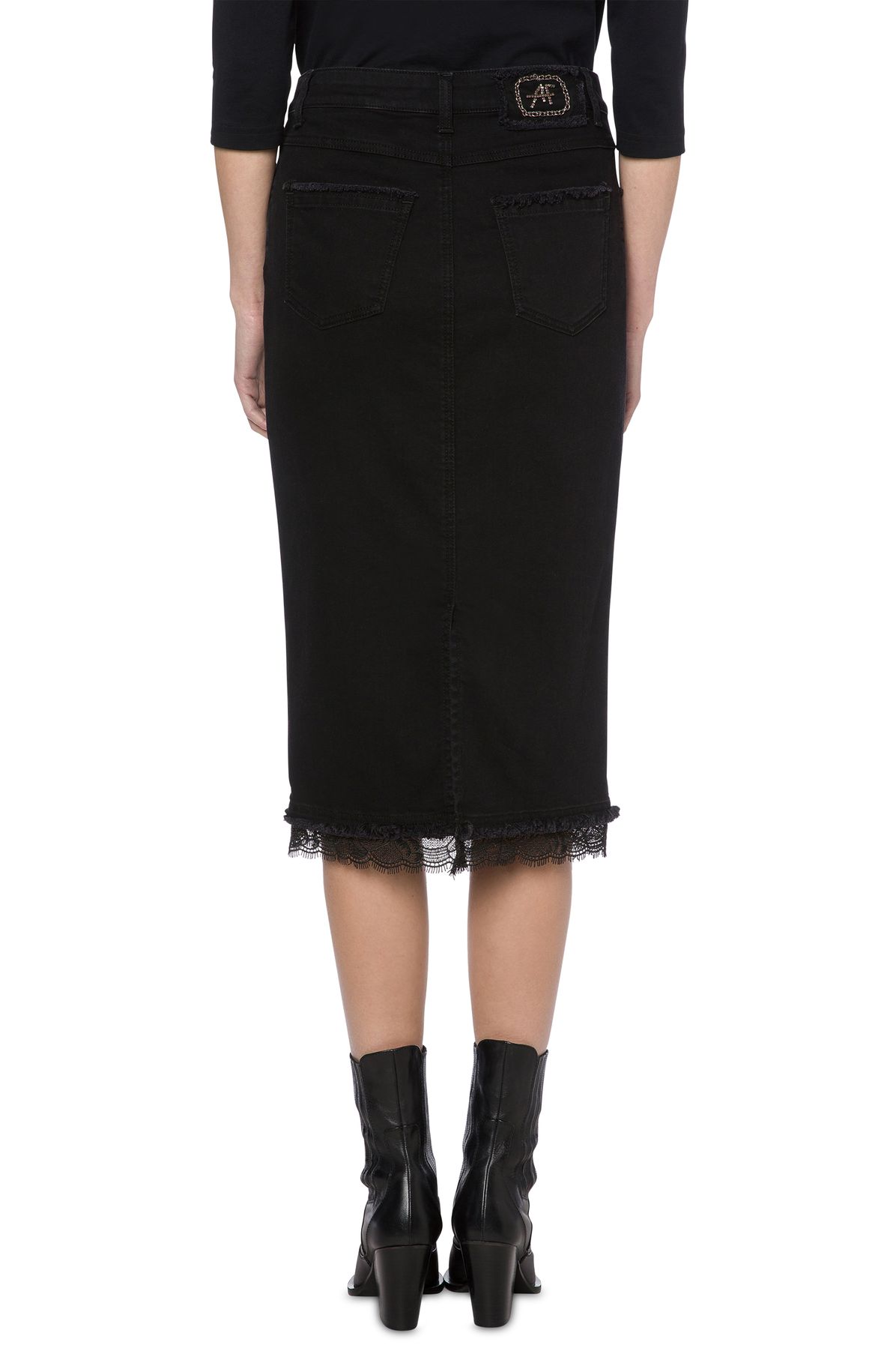 Alberta Ferretti Denim skirt with AF embroidery