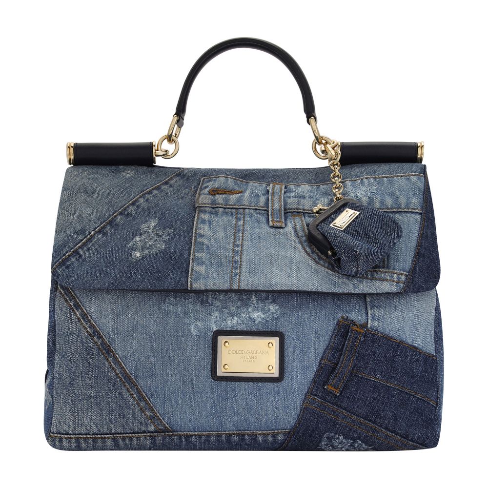 Dolce & Gabbana Large patchwork denim Sicily soft bag