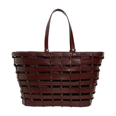  Woven leather basket