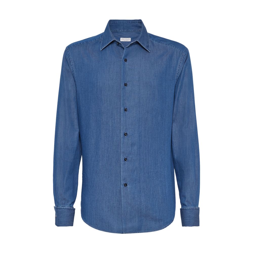 Brunello Cucinelli Lightweight denim tuxedo shirt