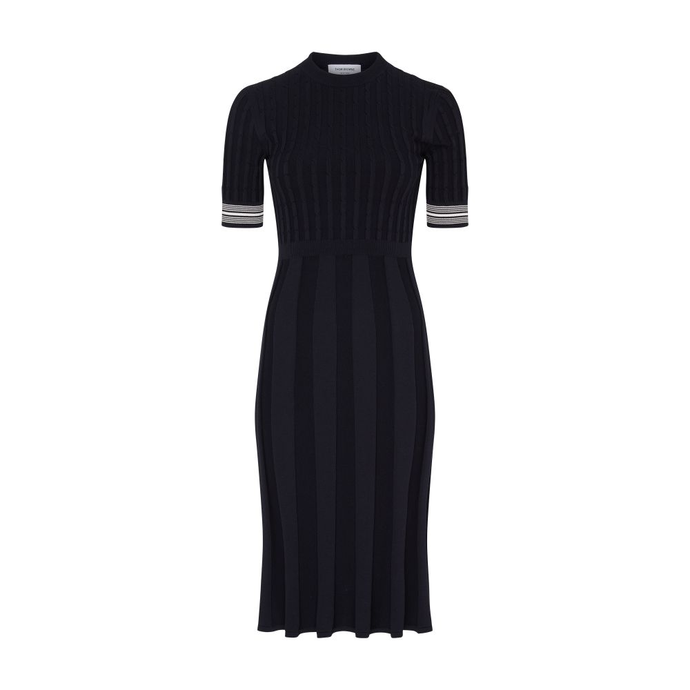 Thom Browne Pleated short sleeved midi dress