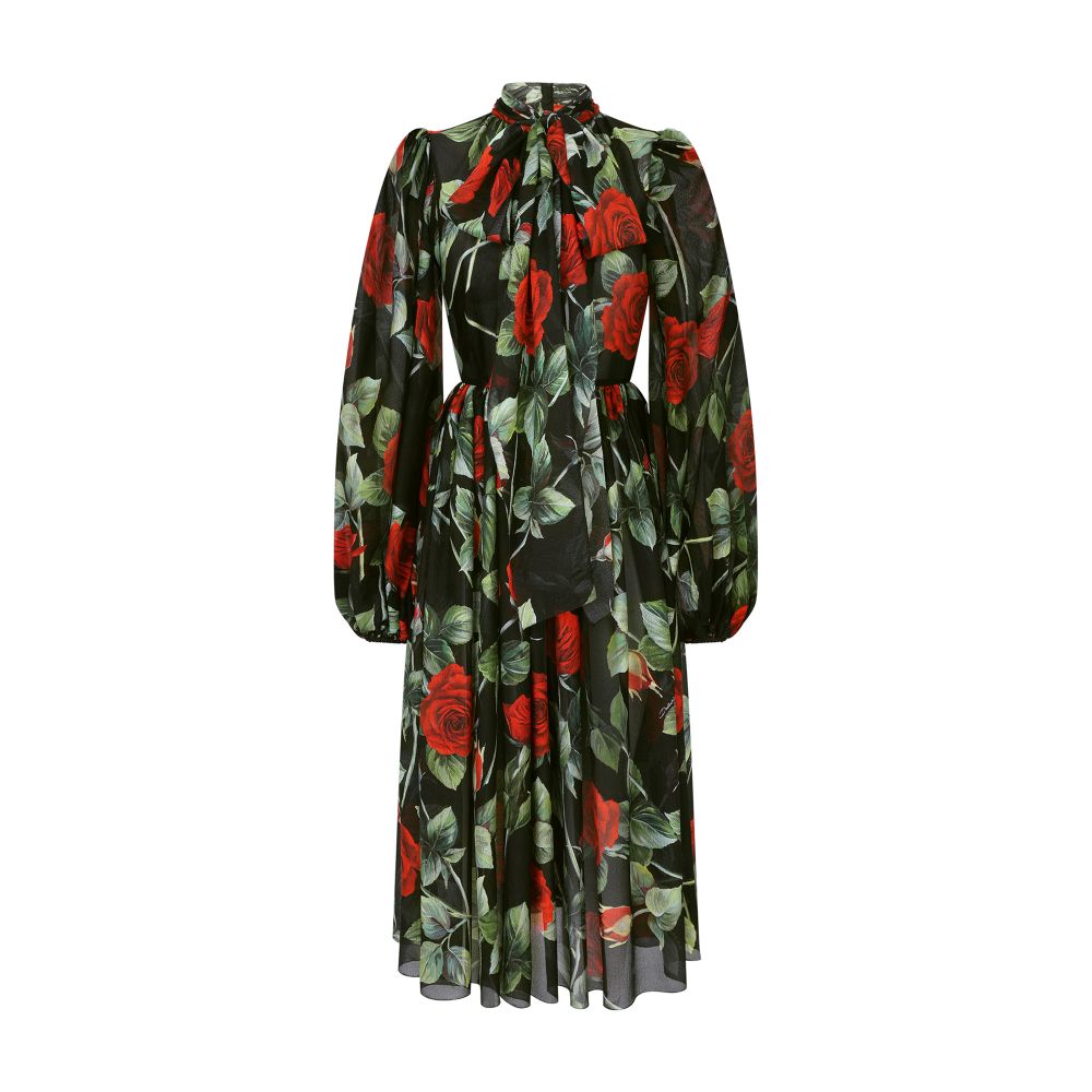 Dolce & Gabbana Textured chiffon calf-length dress