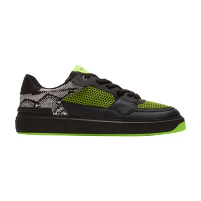 Balmain B-Court Flip Mesh and Snakeskin-Effect Leather Sneakers