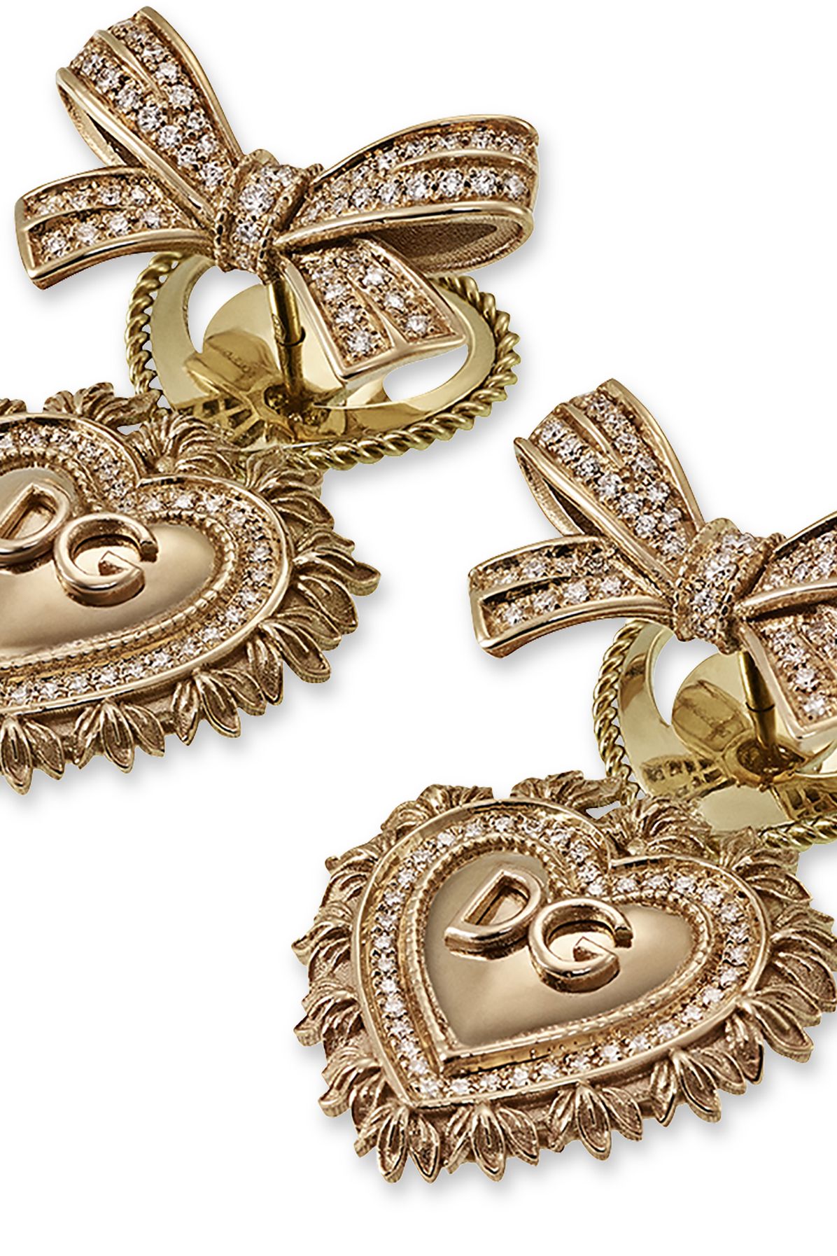 Dolce & Gabbana Devotion earrings in yellow gold with diamonds