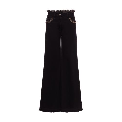 Alberta Ferretti Denim flare trousers with embroidery