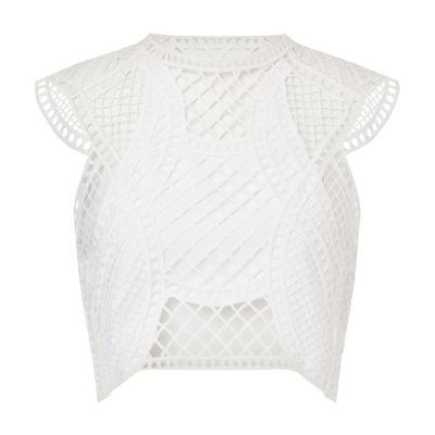 Alberta Ferretti Crop top in macramé mesh